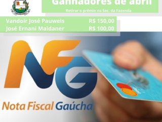 Ganhadores do mês de abril do Nota Fiscal Gaúcha