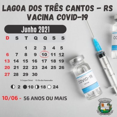 Quinta-feira (10) tem vacina contra Covid em Lagoa dos Três Cantos