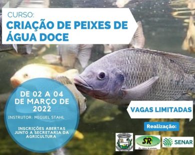 Secretaria de Agricultura de Lagoa dos Três Cantos promoverá curso de criação de peixes de água doce