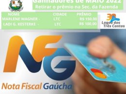Ganhadores do mês de maio 2022 do Programa Nota Fiscal Gaúcha