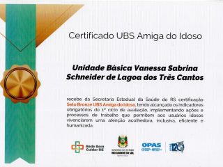 Lagoa dos Três Cantos recebe Selo Bronze de UBS Amiga do Idoso
