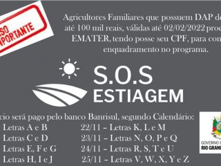Agricultores familiares já podem acessar o SOS Estiagem