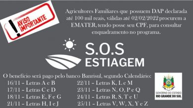 Agricultores familiares já podem acessar o SOS Estiagem