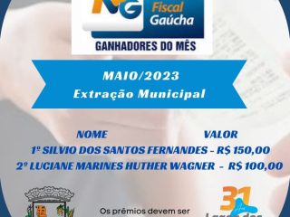 Ganhadores do Nota Fiscal Gaúcha extração municipal