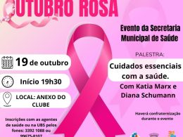 Evento alusivo ao Outubro Rosa em Lagoa dos Três Cantos será quinta-feira (19/10)